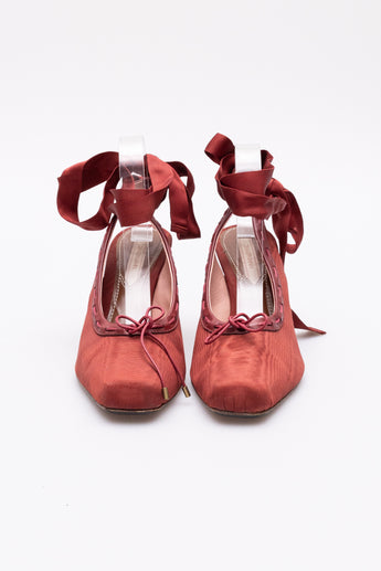 Zimmermann Chisel Toe Ballerina Pumps Burgundy