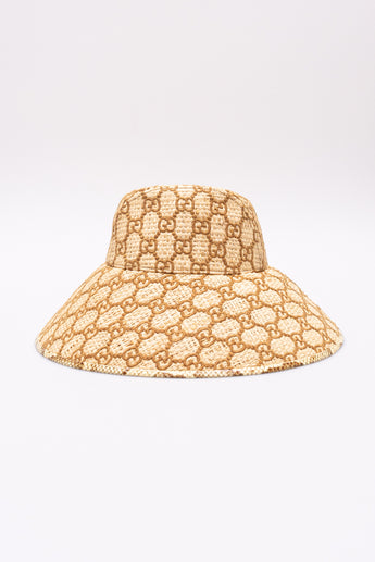 Gucci GG Raffia Wide Brim Hat