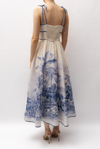 Zimmermann Wylie Picnic Dress Blue Palm