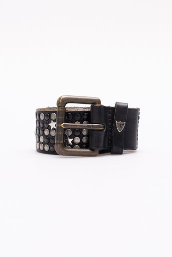 Hollywood Trading Company Stud-Embellished Leather Belt Black