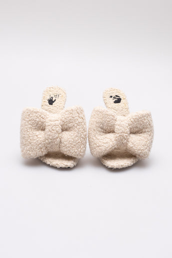 Off-White Faux Shearling Mules