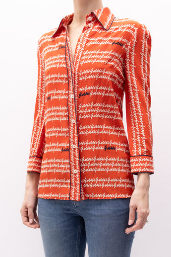 Gucci Coral Signature Logo Silk Shirt