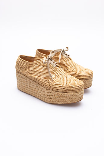 Clergerie Pinto Platform Raffia Shoes