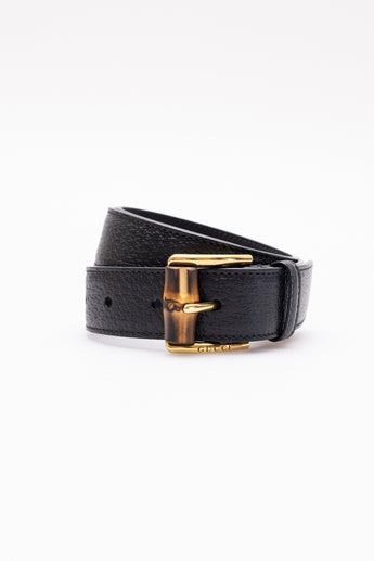 Gucci Leather Bamboo Buckle Belt Black