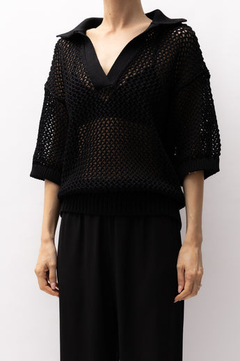 Rohe Crochet Collar Top