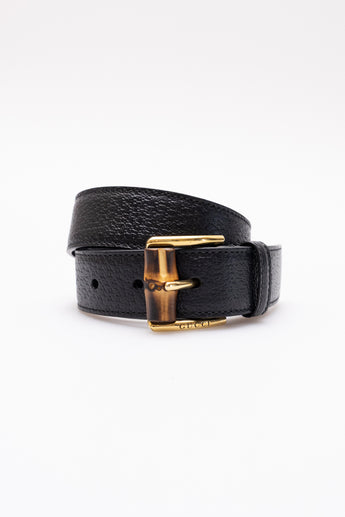 Gucci Leather Bamboo Buckle Belt Black