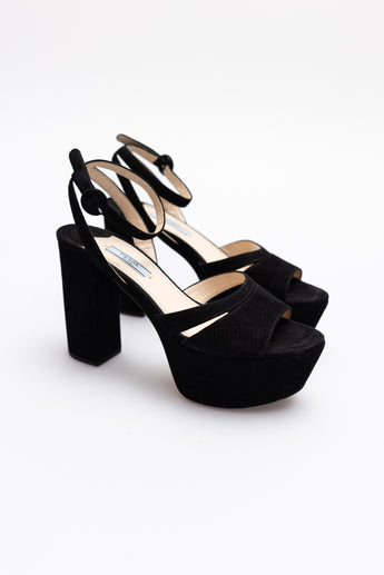 Prada Suede Platform Heels