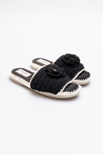 Chanel Crochet Camellia Slides