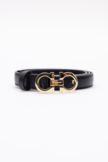 Salvatore Ferragamo Gancini Leather Belt Black