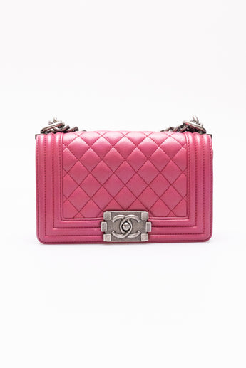Chanel Small Boy Flap Bag Dark Pink