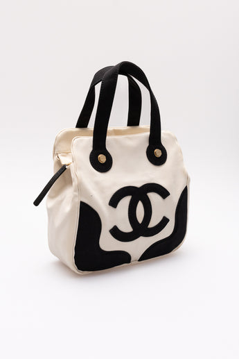 Chanel Vintage CC Marshmallow Canvas Tote Bag