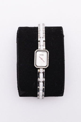 Chanel Premiere Quartz Ceramic Stainless Steel Watch Diamond Bezel