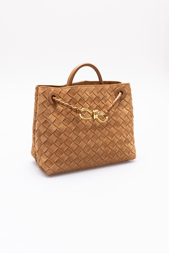 Bottega Veneta Andiamo Intrecciato Small Suede Tote Bag