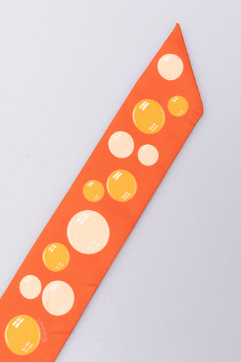 Hermes Bubbles Silk Twilly Scarf Orange