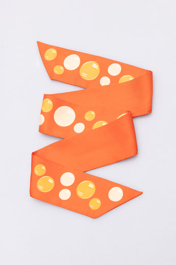 Hermes Bubbles Silk Twilly Scarf Orange