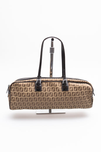 Fendi Brown Zucchino East West Boston Bag