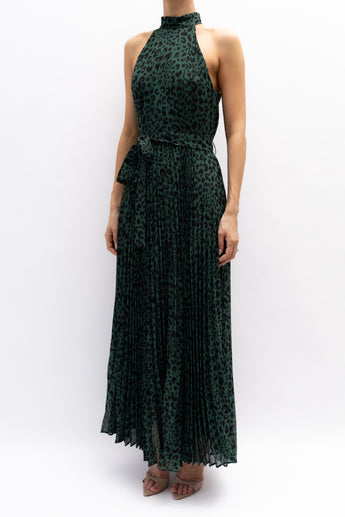 Zimmermann Sunray Belted Green Animal Print Dress