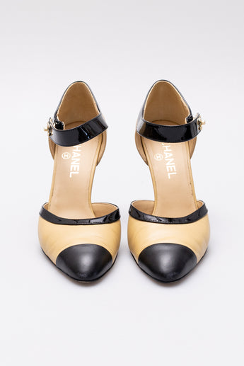 Chanel Mary Jane Heels Black & Beige