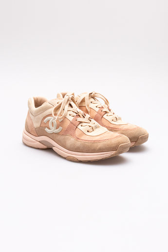 Chanel CC Interlocking Athletic Trainers Pink / Beige