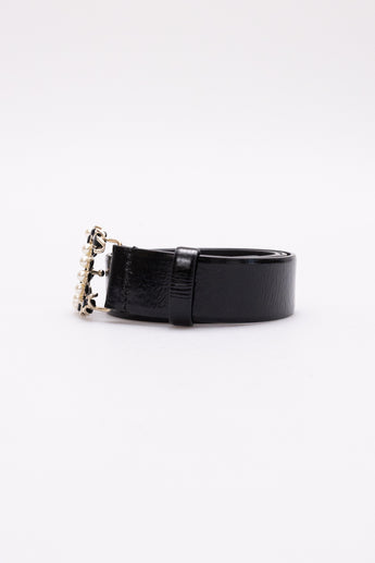 Chanel Pearl Embellished Belt Black
