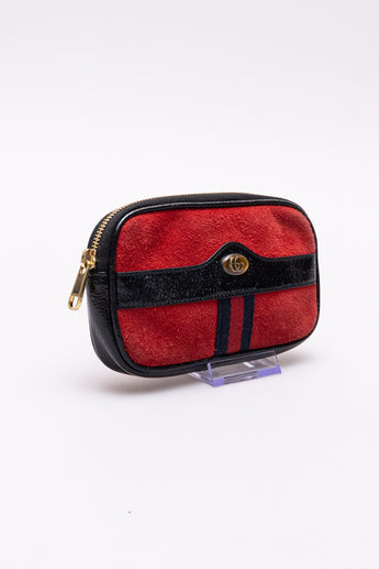 Gucci Ophidia Suede Pouch Red