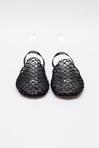 The Row Macrame Net Sandals Black