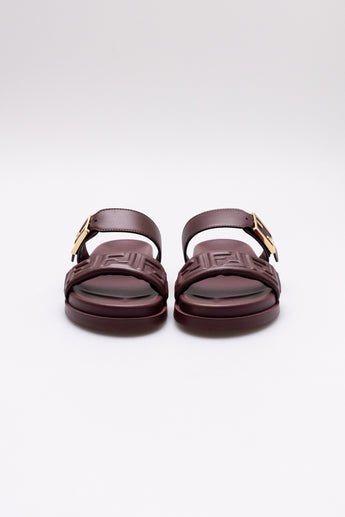 Fendi Feel FF Baguette Slides Burgundy