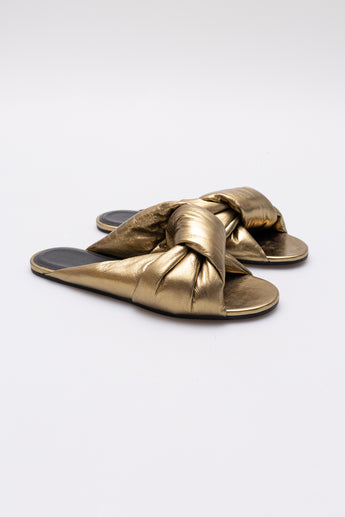 Balenciaga Drapy Sandal Metallic Gold
