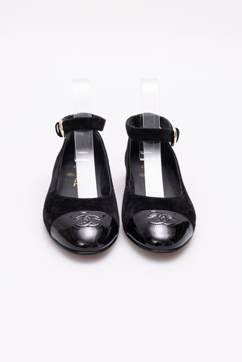 Chanel Suede Mary Jane Flats Black
