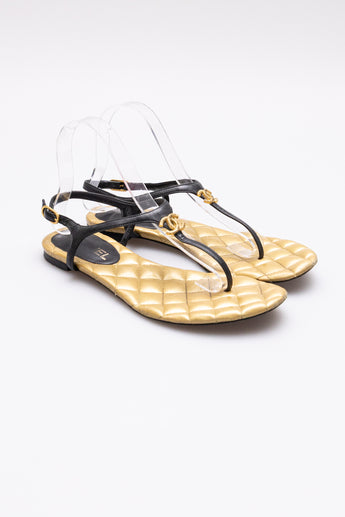Chanel CC Sandals Gold/Black