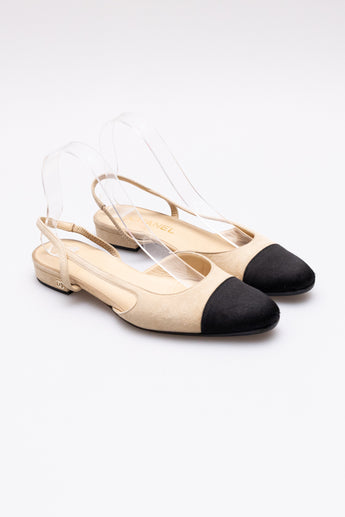Chanel Slingbacks Beige & Black