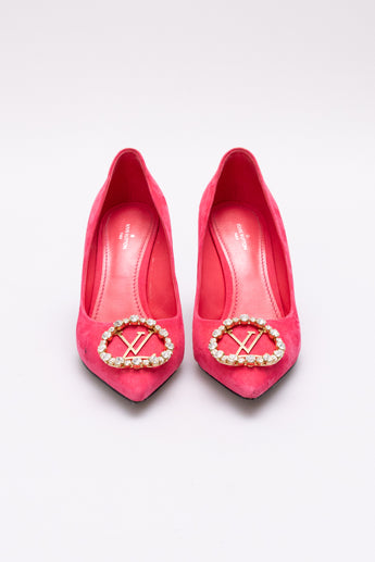 Louis Vuitton Swarovski Madeleine Pump Pink Suede