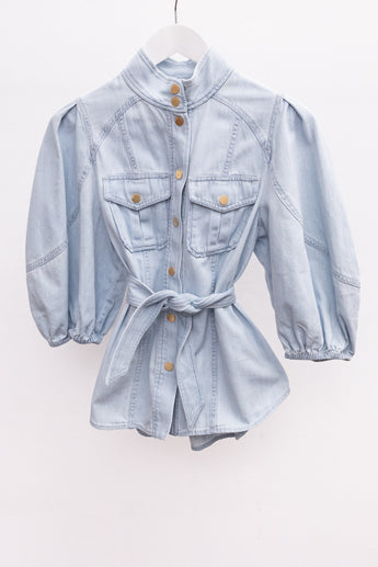 Zimmermann Acacia Denim Lantern Blouse