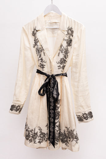 Zimmermann Crush Shirt Mini Dress Cream/Black
