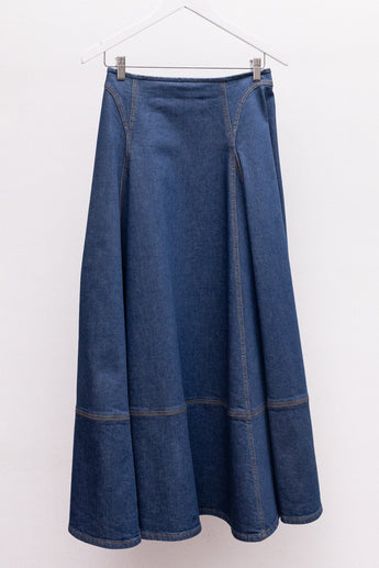 Zimmermann Flared Denim Maxi Skirt