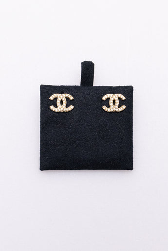 Chanel CC Crystal Stud Earrings