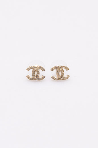 Chanel CC Crystal Stud Earrings