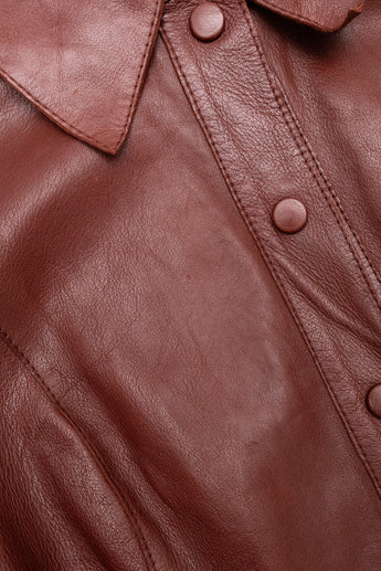 Ganni Burgundy Leather Dress