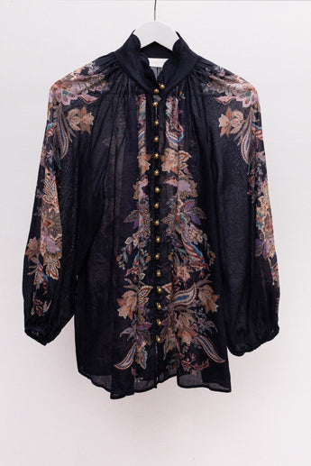 Zimmermann Rhiannon Billow Blouse Navy