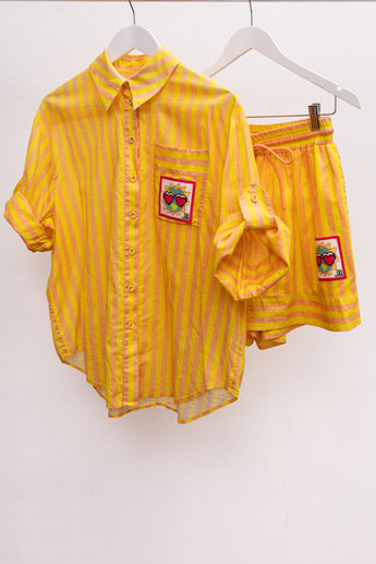 Zimmermann Striped Shirt and Shorts Set Yellow