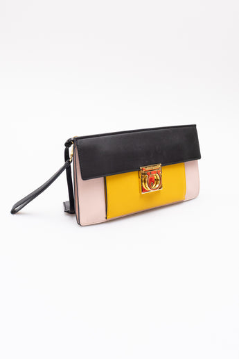 Salvatore Ferragamo Tricolour Leather Clutch