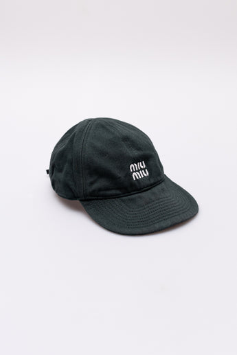 Miu Miu Denim Baseball Cap Tabacco / Emerald