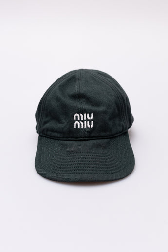 Miu Miu Denim Baseball Cap Tabacco / Emerald