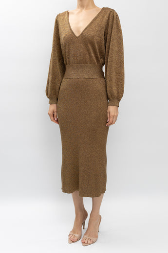 Scanlan Theodore Gold Knit Dress