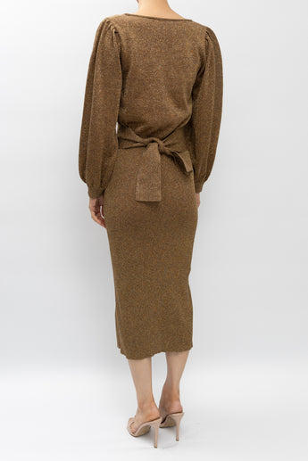 Scanlan Theodore Gold Knit Dress