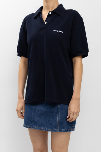 Miu Miu Pique Polo Shirt Navy