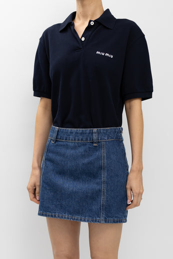Miu Miu Pique Polo Shirt Navy