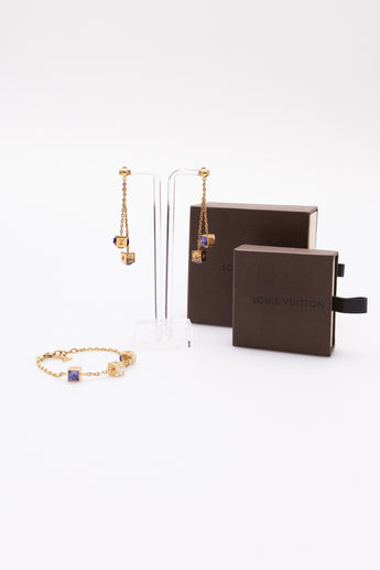 Louis Vuitton Gamble Crystal Earrings and Bracelet