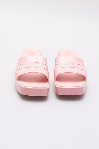 Gucci Rubber Platform Heels Pink