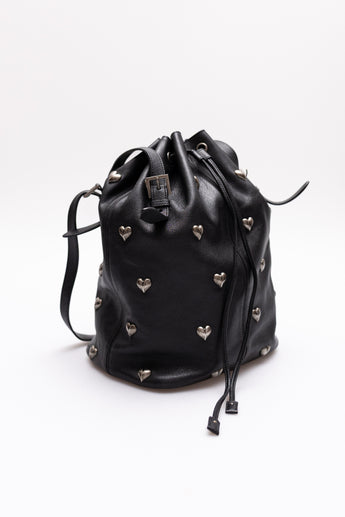 Saint Laurent Riva Heart-Studded Bucket Bag
